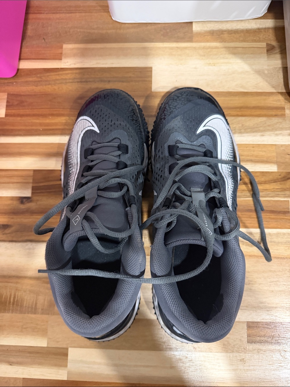 Nike Men’s turf baseball Dark Gray Athletic Sneakers with White Swoosh